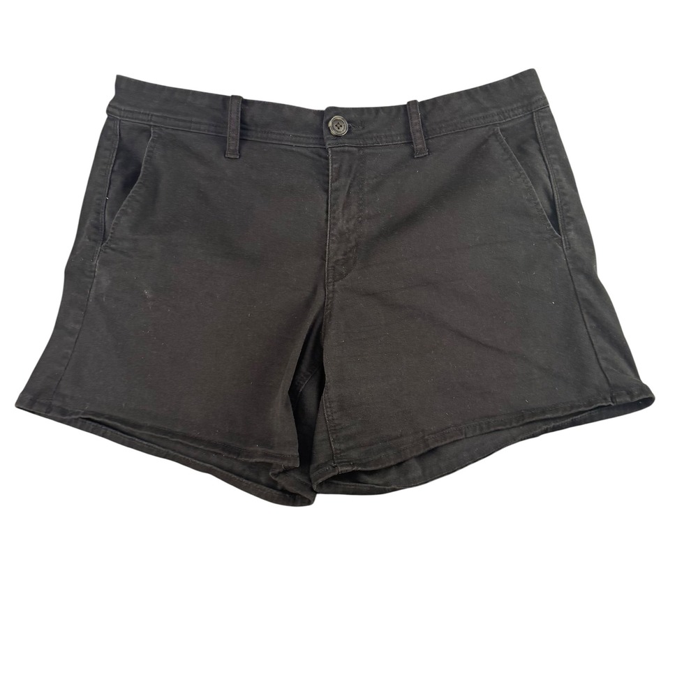 American Eagle Super‎ Stretch X Black Chino Shorts Womens 14 Mid Rise Casual